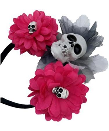 hgnxa Simulated Flower&Skull Shape Headband for Women Halloween Party Hair Hoop Hairband Woman Taking Photo Hair Accessories Blue - Buy Online on GoSupps.com