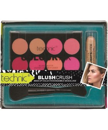Technic Colour Fix Blush Powder Rouge Palette and Highlighting Stick + Brush (89