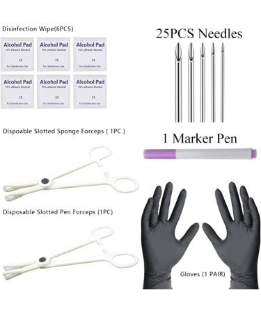 Stainless Steel Body Piercing Needles Kit with Clamps and Alcohol Pads - 12G 14G 16G 18G 20G - Ear Nose Piercing Tool Set - Buy Online on GoSupps.com