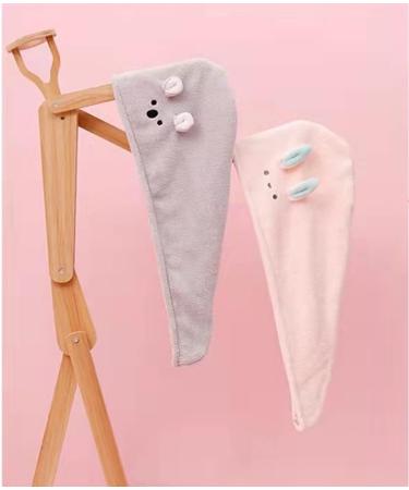 Super Absorbent Microfiber Hair Towels 2-Pack - Pink & Grey | Quick Drying Hair Turban Wrap for Women and Girls - Buy Online on GoSupps.com