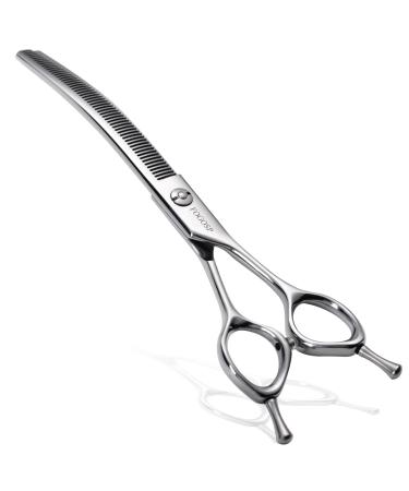 FOGOSP Curved Thinning Shears for Dogs 7.5'' Professional Blender Thinning Shears for Medium Large Dog 35% Thinning Rate (7.5 In, V Type Blender) V Type Blender 7.5 inch