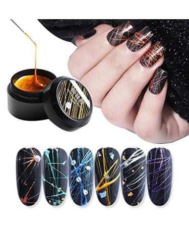 Vrttlkkfe Nagel Spider Gel Set - 6-Piece Professional UV Nail Art Kit for Long-Lasting Designs | DIY Elastic Gel for Creative Nail Art - Buy Online on GoSupps.com