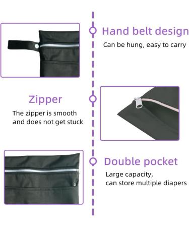 Yontree 2 Pcs Waterproof Reusable Wet Bag with Double Zipper Pockets - Black | Washable Wet Dry Clothes Storage Bag - Buy Online on GoSupps.com