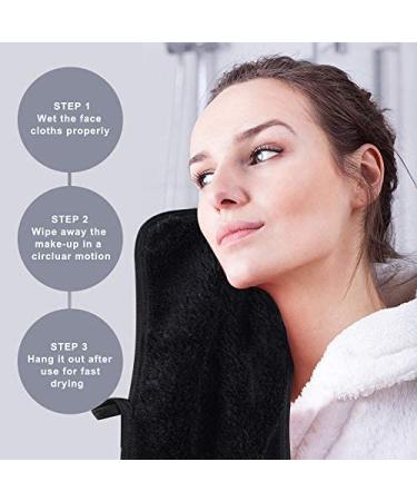 Kinhwa Washcloth Frote - 3 Luxurious Black Microfiber Makeup Remover Towels | Soft Absorbent & Reusable | Lint-Free Facial Cleaning (15cm x 30cm) - Buy Online on GoSupps.com