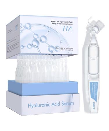 30 Pcs 5% UltraHydrating Serum Hyaluronic Acid Smoother Skin Moisturizing before makeup 24-HoursAnti-Aging serum for face Ultra Hydration Single-Use Vials Skincare (1.5 ml)*30pcs