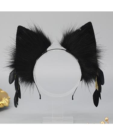 hgnxa Furry Foxes Ears Cats Girls Cosplays Hair Accessories Cute Plush Ear Headband Feathers l Decorations Role Playing Black - Buy Online on GoSupps.com