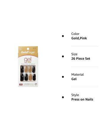 Gold Finger Gel Glam Design Press On Nails Kit - Long Length (GD16) - Buy Online on GoSupps.com