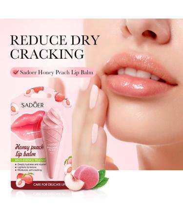 Deep Hydrating Lip Balm - Moisturizes & Lightens Lips | Peach Strawberry Honey & Avocado - 6g Tube - Buy Online on GoSupps.com