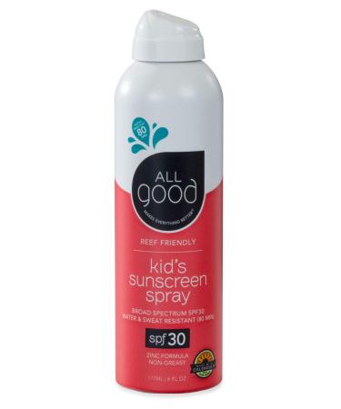 All Good Baby & Kids Sunscreen Spray - UVA/UVB Broad Spectrum, SPF 30, Zinc Oxide, Coral Reef Friendly, Water Resistant, Calendula, Aloe (6 oz) 6 Fl Oz (Pack of 1) Spray