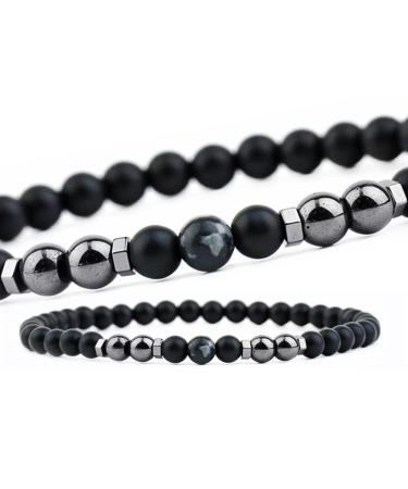Magnetic foot chain 8.3 inner inside 6mm 2 packs black frosted stone foot chain remove static electricity Matted stone foot chain improves sleep snowflake magnet footket