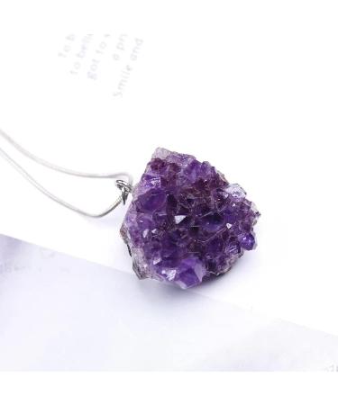Natural Crystal Rough Real Natural Crystal Necklace Raw Amethyst Quartz Purple Crystal Cluster Pendant Stones Specimen Home Decoration Crafts - Buy Online on GoSupps.com