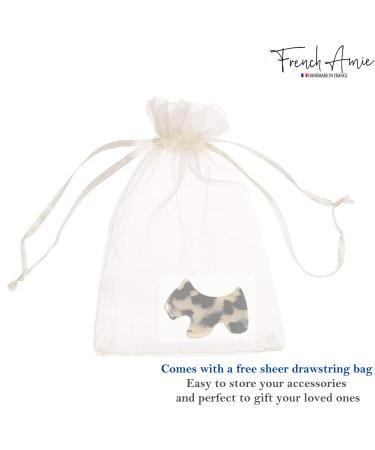 French Amie Scottish Puppy White Tokyo Small Celluloid Hair Clip Barrette - Handmade for Women and Girls | Made in France - Buy Online on GoSupps.com