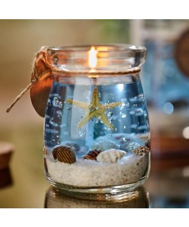 Ocean Theme Gel Candle - Blue Purple Pink Scented Candle with Shells & Starfish | Perfect Desktop Decoration & Valentine's Day Gift - Buy Online on GoSupps.com