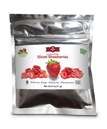 BioTree Labs Freeze Dried Sliced Strawberries - Pack of 0.4 oz, 100% Natural Sliced Fruit, Great for Healthy Snacks, Cereal Toppers, Cupcake Ingredients, Smoothies or Trail Mix | NO Added Sugar or Preservatives, Gluten-Free and Suitable for Vegan or Paleo
