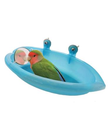 Bonaweite Bird Bath Box, Multi-Function Caged Parrot Bathing Tub, Parakeet Birdcage Accessory Supplies Bathroom for Small Canary Budgerigar Cockatiel Lovebird Budgies Mirror