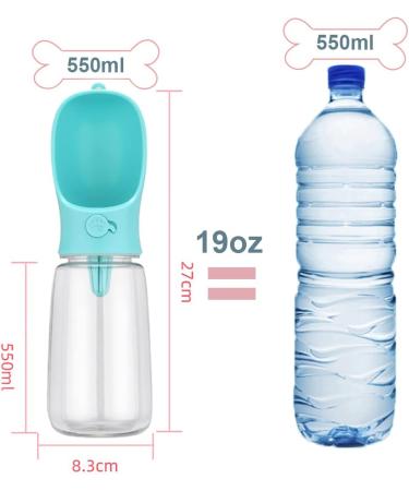 Portable 550ml Dog Water Bottle & 100ml Feed Bottle - Cotop Travel Bottle for Small Dogs - Blue - Buy Online on GoSupps.com
