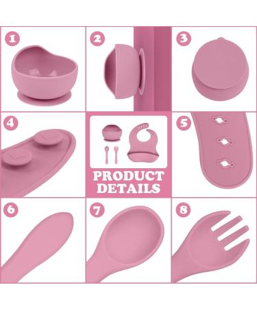 Vicloon Silicone Baby Feeding Set | 4-Piece Weaning Suction Set | BPA-Free | Toddlers & Kids Bowl Gift | Pink Sucker Bowl - Buy Online on GoSupps.com