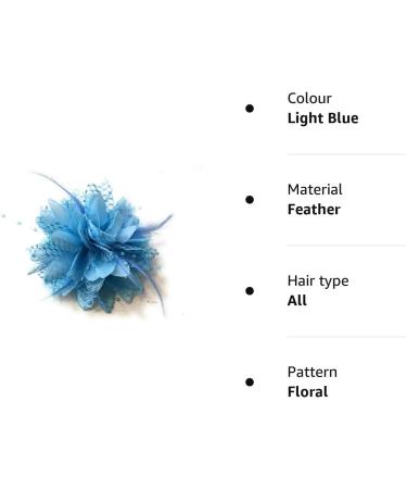 Light Blue Flower Feather Bead Corsage Hair Clip Fascinator Set - Buy Online on GoSupps.com
