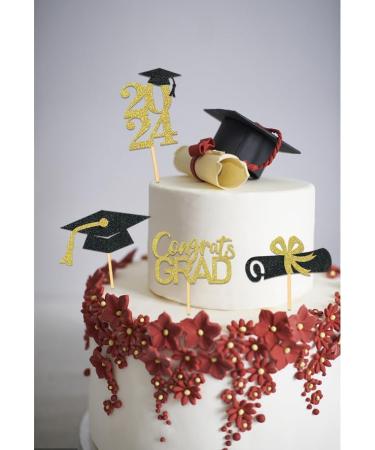 24Pcs Graduation Cupcake Toppers Graduation Cupcake Picks for Cupcake Food Decorations - Class of 2024 Graduation Cupcake Toppers Supplies (Black & Gold) - Buy Online on GoSupps.com