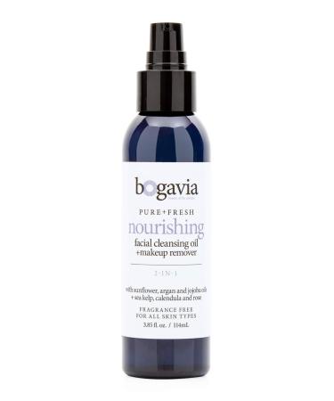 Bogavia Nourishing Facial Cleansing Oil + Makeup Remover | 2-in-1 Face Wash & Removes Makeup | Balances & Soothes | Vegan  Fragrance Free & Paraben Free | Plant Based Skin Care for Women & Men