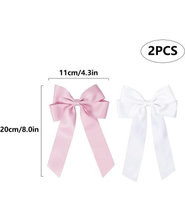 2 Pack Bow Hair Clips Pink Hair Bows for Women Girls Large Bow Clips Hair Barrette Hair Accessories(White Cherry Pink) White CherryPink - Buy Online on GoSupps.com