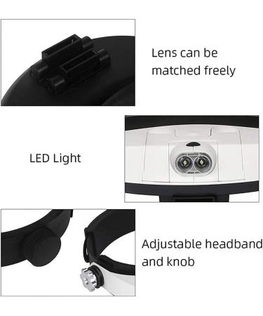 Headband Magnifier Head MountLighted Magnifying Glasses Headband Magnifier Multi-Functional Illuminated Magnifier Magnifying Glass with 1X 1.5X 2X 2.5X 3.5X 5 Lens Head Loupe Magnifier for Rep - Buy Online on GoSupps.com