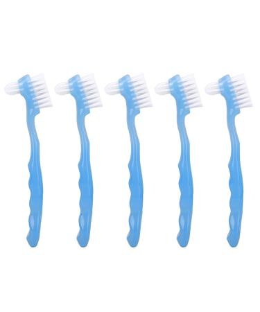 Press brush toothbrush set 5-part prostheses brush toothbrush cleaning brush for false teeth professional older prosthesis cleaning blue