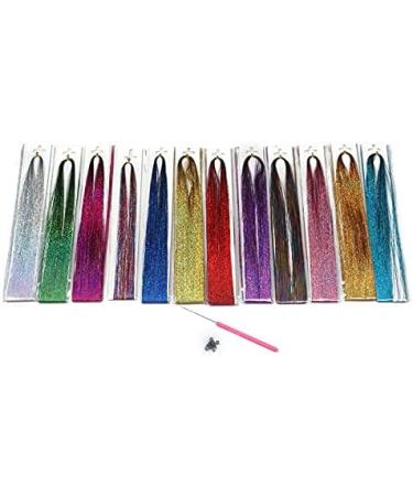 Hair Tinsel Strands with 12 Colors Hair Tinsel Strands Kit Hair Extensions Shiny Silk Tinsel - Buy Online on GoSupps.com