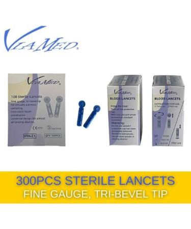 Viamed 28 Gauge Diabetic Lancets - 300 Count | Sterile Single Use Blood Sugar Lancets for Diabetes Testing | Fits Most Lancing Devices - Buy Online on GoSupps.com