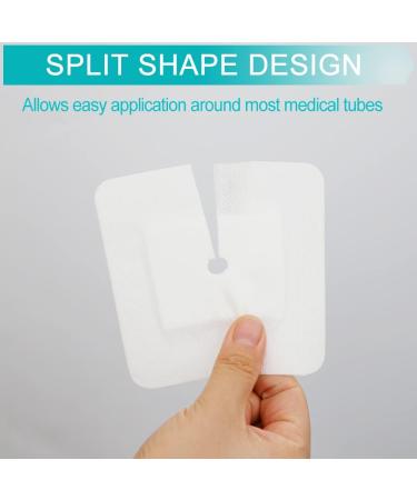 Feeding Tube Adhesive Wound Dressing - 4"x4" Bandage for PEG GJ & Supra-Pubic Incisions | Pack of 10 - Buy Online on GoSupps.com
