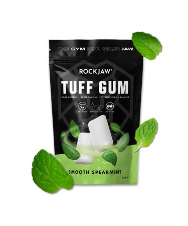 ROCKJAW Hard Jawline Gum - Tuff Gum 2.0 with 20mg Caffeine Taurine + B Vitamins - 100% Xylitol Aspartame Free Sugar-Free (2 Months Supply) - Smooth Spearmint