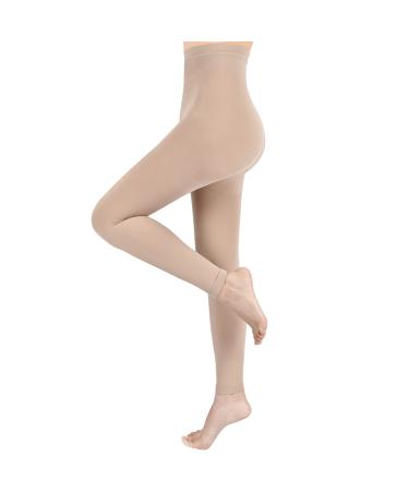 Blahhey XL Compression Pantyhose for Women & Men, Footless Compression Stockings,  15-20 mmHg Support, Beige. Beige X-Large