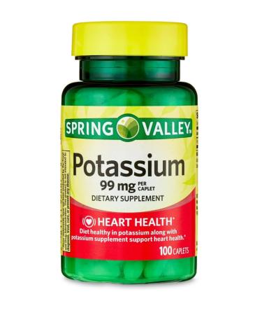 4 TOP CARE Potassium Heart Health Dietary Supplement Caplets 99 mg 100 Count