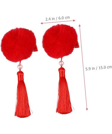 MAGICLULU 12 Pairs Tassel Hair Ball Hair Clip Hair Accessory for Cosplay Hair Pin Hair Barrettes Hanfu Hair Accessories for Red Tassel Fur Ball Child Artificial Fur Chinese Style - Buy Online on GoSupps.com