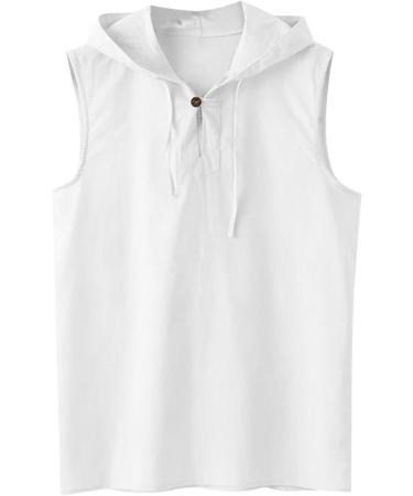 Rosennie Men's V-Neck Stringer Tank Top - Sleeveless Hoodie for Summer Gym & Bodybuilding - Loose Fit Muscle Shirt in White XL - Buy Online on GoSupps.com