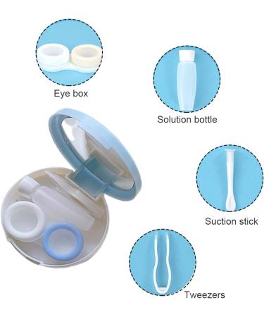 Dulspue Contact Lens Container Set - 2 Pcs with Mirror Tweezers Suction Cup & Solution Bottle for Home & Travel - Buy Online on GoSupps.com