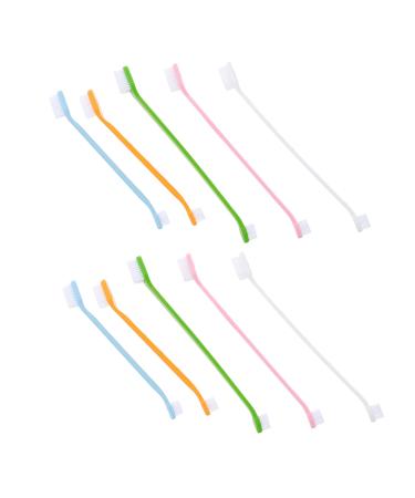 Beavorty 10pcs Pets for Oral Supplies Dual-head Dog Cat Brush Small Clean Handheld Pet Tooth Teeth Nylon