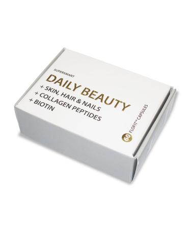 Supersmart - Daily Beauty (Patented & High Potency) - with Verisol Collagen Peptides, Hyaluronic Acid, Soluble Keratin, Biotin | Non-GMO & No fillers & Gluten Free - 60 Flofit Capsules