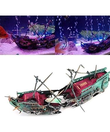 Buy Sreuyong Large Aquarium Shipwreck Decor - Realistic Resin Boat & Fish Ornaments for Stunning Aquarium Accessories - Buy Online on GoSupps.com