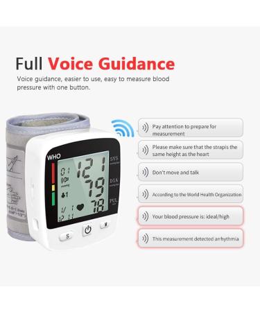 Buy Rechargeable Digital Wrist Cuff Blood Pressure Monitor - Smart Voice Sphygmomanometer with Large Screen & 180 Memory Records - International Shipping Available - Buy Online on GoSupps.com