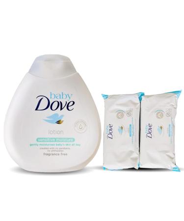 Dove Baby Sensitive Moisture Lotion + 2 Dove Baby Wipes Rich Moisture  Diaper Sensitive Skin Care Nourishing Baby Lotion 200ml  Water-Based Baby Pamper Wipes