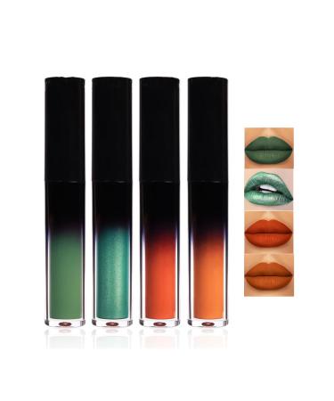 HADAVAKA Matte Gothic Lipstick Cosplay Vampire Mouth Lipstick 4 Colors Matte Liquid Lipstick Nude Set Pink Teardrop Lip Glaze Finish Lipsticks for Women Long Lasting B