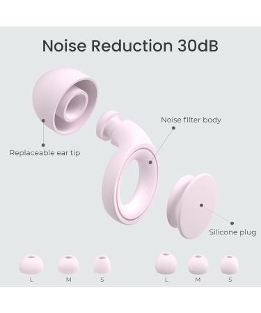 2 Pairs of Soft Silicone Ear Plugs for Sleeping | 25dB Noise Reduction | Reusable Hearing Protection | Includes 8 Ear Tips (S/M/L) - Pink - Buy Online on GoSupps.com