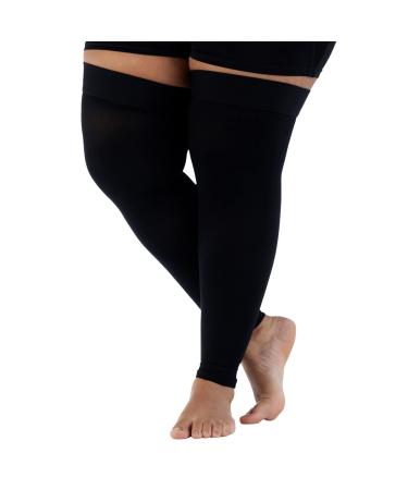 Mojo Compression Socks - 7XL Thigh-High Stockings with Grip Top for Relief from Varicose Veins, Lymphedema, and Swelling - Black, Extra Wide Ankle, Calf & Thigh Plus Size A609BL10 - Medical Compression Stockings - 1 Pair Black 7X-Large