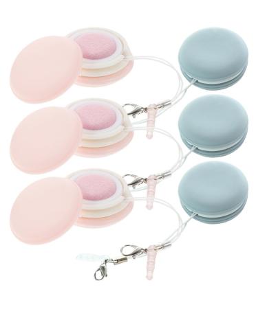 Healifty Pouch Microfiber Cleaning Cloth Macaron Shape - 4pcs Portable Lens & Screen Cleaner Cloth Keychain Mini Phone Screen Wiper Glasses Eyeglass Brush (Pink Blue)
