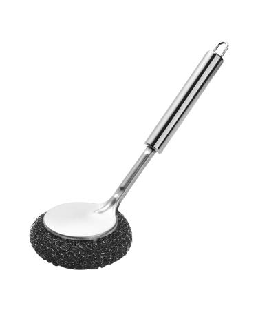 Stainless Steel Brush with Handle | Metal Dishwashing Supplies Brush | Multifunctional Stainless Steel Wool Cleaning Brush for Dishes Pots Stoves Frying Pans