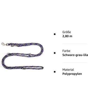 Dogeline Double Leash for Medium Dogs - Practice Leash Up to 45kg - 39 Colors Available - 2.80m Stability (Black Gray Purple) - International Shipping - Buy Online on GoSupps.com