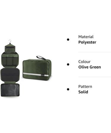 Men's Hanging Travel Toiletry Bag - Waterproof Compact Organizer for Travel - Olive Green - Buy Online on GoSupps.com