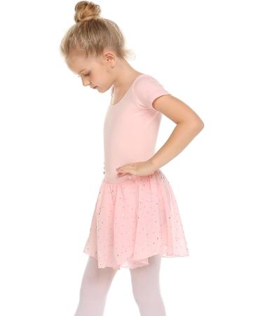Arshiner Girls 2PCS Short Sleeve Ballet Leotards with Sequined Dance Skirt | 8-9 Years | Ballet Pink - Buy Online on GoSupps.com