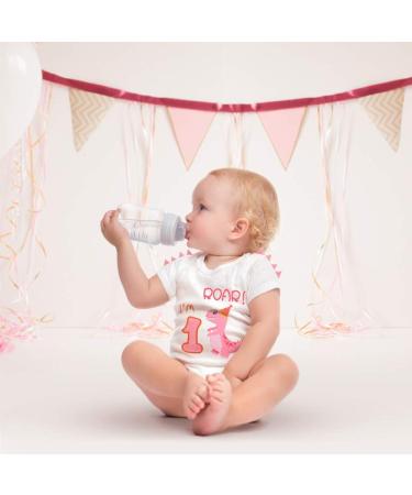 1st Birthday Girl Dinosaur Party T-Shirt | Baby B-Day Themed Tee | Gift for 1 Year Old - White - Buy Online on GoSupps.com